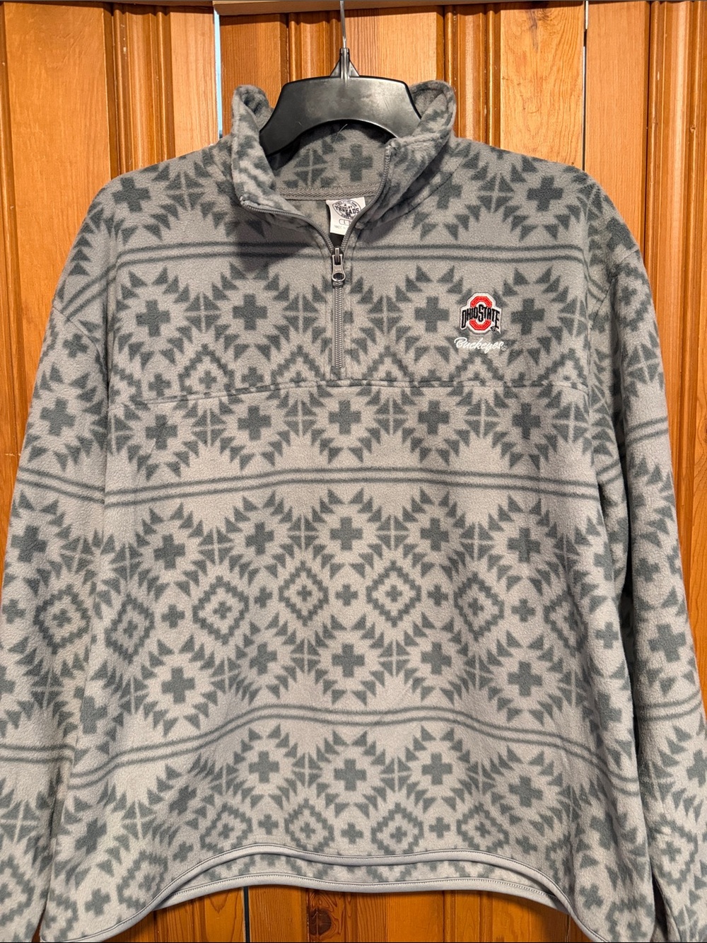 Women’s Ohio State Gray Patterned Quarter-Zip Fleece Pullover